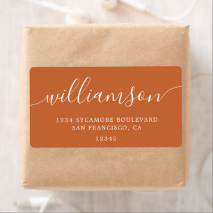 Modern Burnt Orange Script Family Return Address