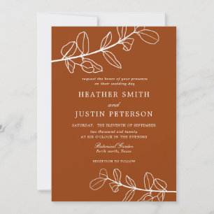 Modern Burnt Orange Terracotta Wedding Invitation
