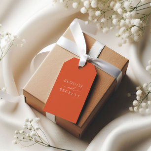 Modern Burnt Orange Wedding Favor Tag