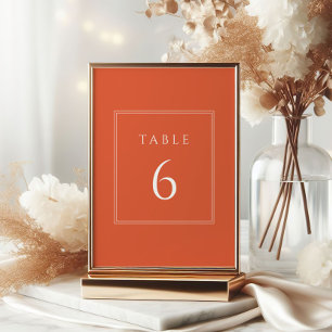 Modern Burnt Orange Wedding Table Number Sign