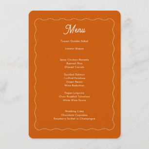 Modern Burt Orange Wave Frame Script Wedding Menu