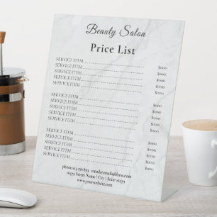 Modern Business Beauty Salon Price List Pedestal Sign