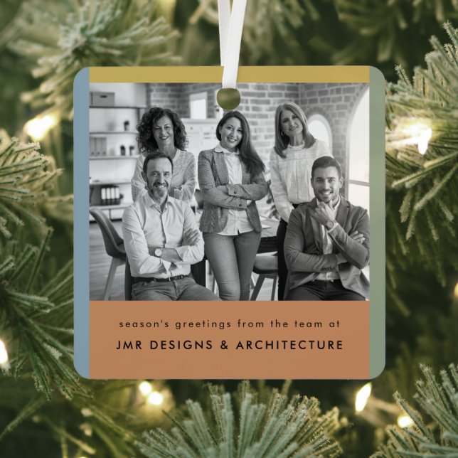 Modern Business Black and White Christmas Metal Ornament (Insitu)