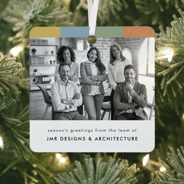 Modern Business Black and White Christmas Metal Ornament (Insitu)