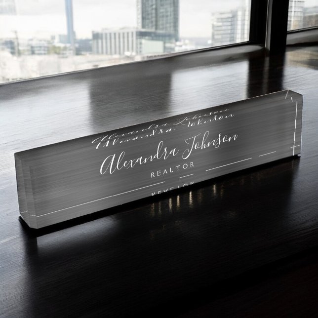 Modern Business Black Elegant Professional Nameplate (Creator Uploaded)