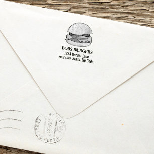 Modern Business Burger Custom Address Self-inking Stamp