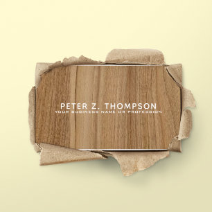 modern business card simulating wood grain