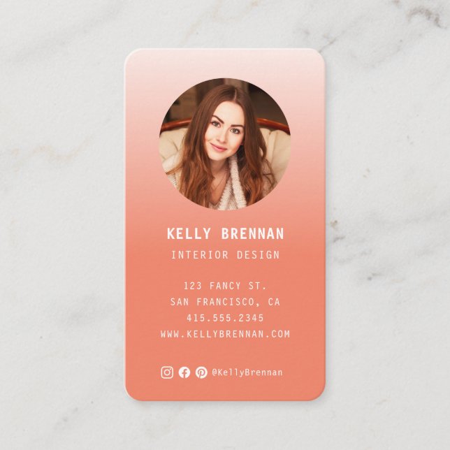 Modern Business Card with Photo and Social Media (Front)