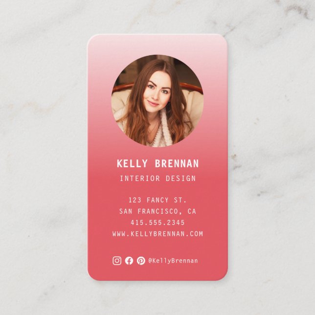 Modern Business Card with Photo and Social Media (Front)