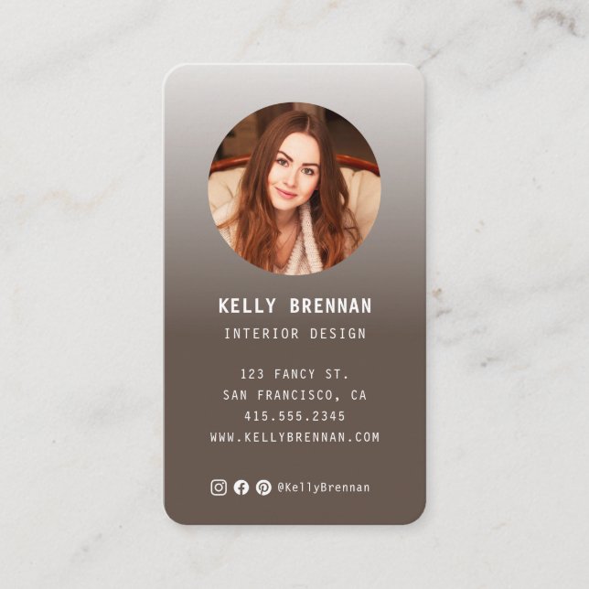 Modern Business Card with Photo and Social Media (Front)