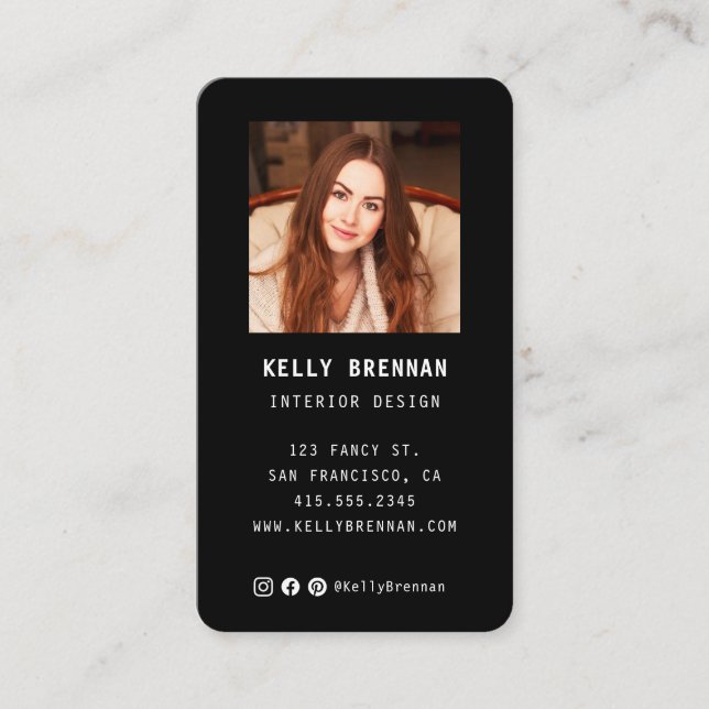 Modern Business Card with Photo and Social Media (Front)