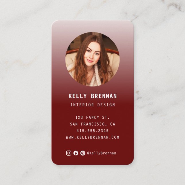 Modern Business Card with Photo and Social Media (Front)