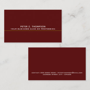 Modern Business Card with thin line on deep red