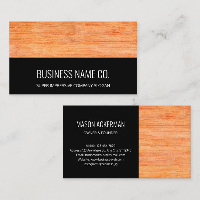 Modern Business Cards-Flooring Service Black Business Card (Front/Back)