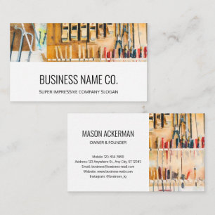 Modern Business Cards-Wood Working Tools White Card