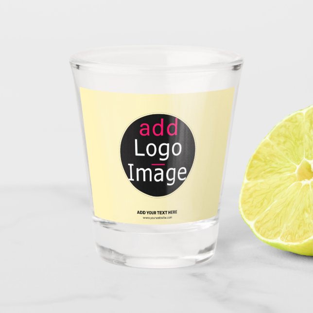 Modern Business Chic Customizable Add Logo Vanilla Shot Glass (Front)