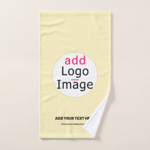 Modern Business Chic Customizable Logo Vanilla Hand Towel