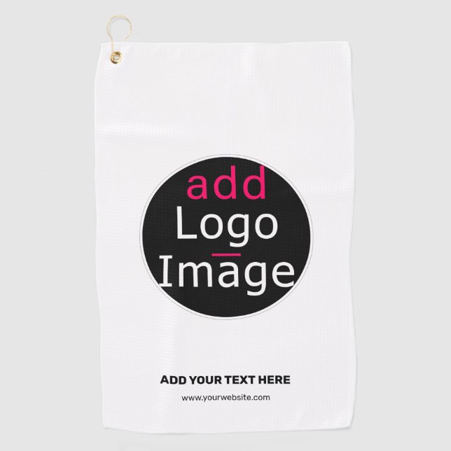 Modern Business Chic Customizable Logo White  Golf Towel (Front)