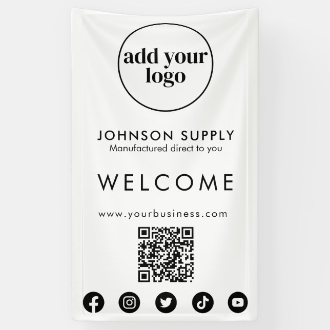 Modern Business Company Corporate Logo and QR Code Banner (Vertical)