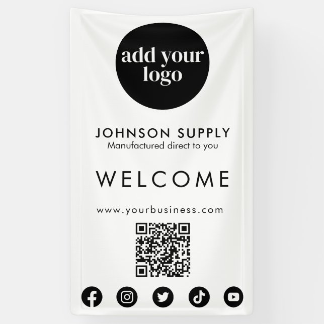 Modern Business Company Corporate Logo and QR Code Banner (Vertical)