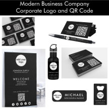 Modern Business Company Corporate Logo and QR Code