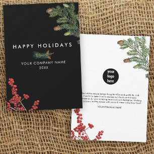 Modern Business Corporate Pine Cone Christmas Card