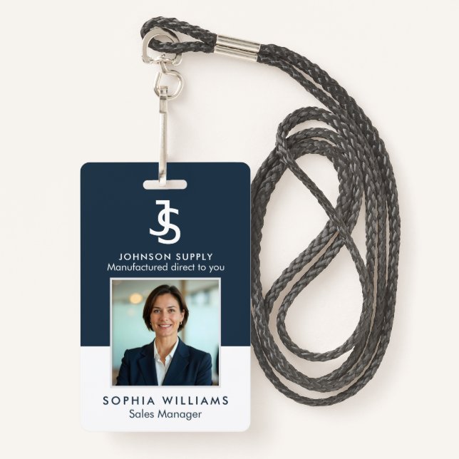 Modern Business Custom Company Monogram Logo Badge (Front with Lanyard)
