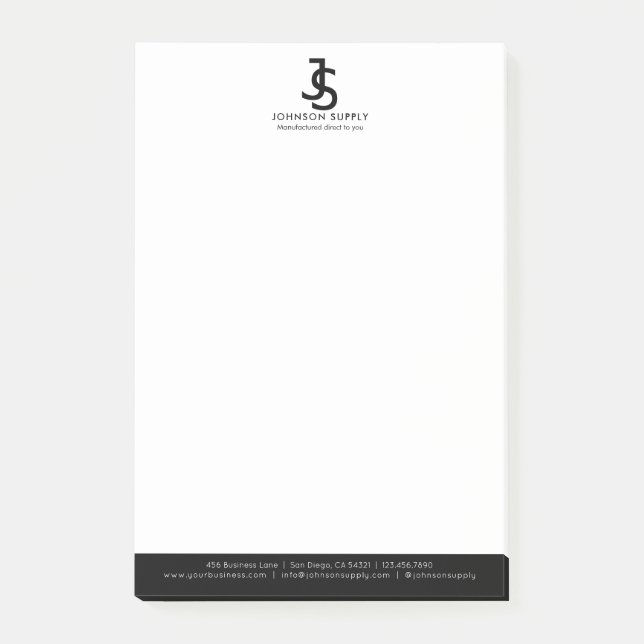 Modern Business Custom Company Monogram Logo Post-it Notes (Front)