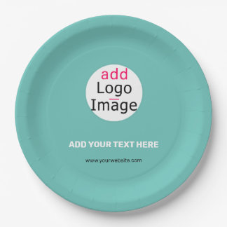 Modern Business Custom Logo Fresh Mint Green Paper Plate