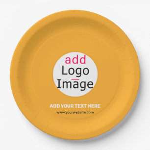 Modern Business Custom Logo Macaroni & Cheese Hue Paper Plate