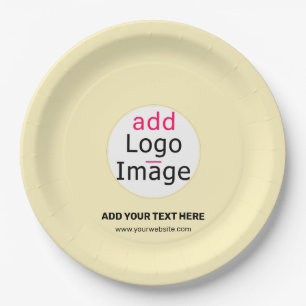 Modern Business Custom Logo Vanilla Yellow Hue Paper Plate