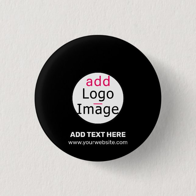 Modern Business Customizable Add Logo Black  1 Inch Round Button (Front)