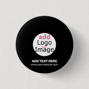 Modern Business Customizable Add Logo Black  1 Inch Round Button
