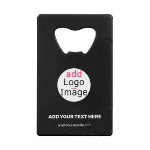 Modern Business Customizable Add Logo Black  Credit Card Bottle Opener