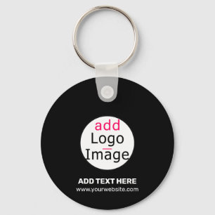 Modern Business Customizable Add Logo Black Keychain