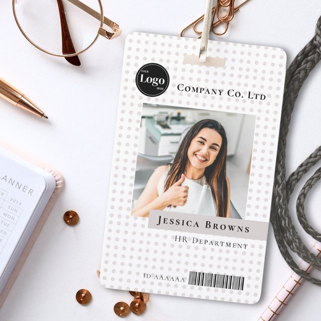 Modern Business Employee Company Logo Photo QR Badge (Creator Uploaded)