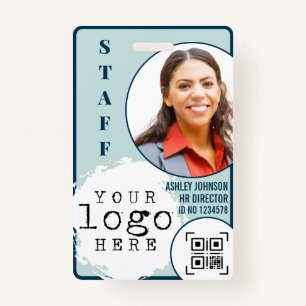Modern Business Employee Photo Name Card QR code Badge