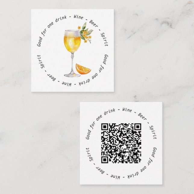 Modern Business Event Mimosa Drink Voucher Square Business Card (Front/Back)