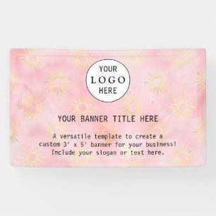 Modern Business Feminine Blush Pink Custom Logo Banner