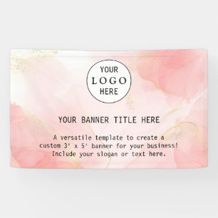 Modern Business Feminine Blush Pink Custom Logo Banner