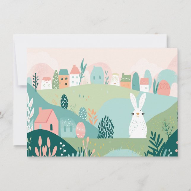 Modern Business Happy Easter Artistic Bunny Holiday Card (Front)