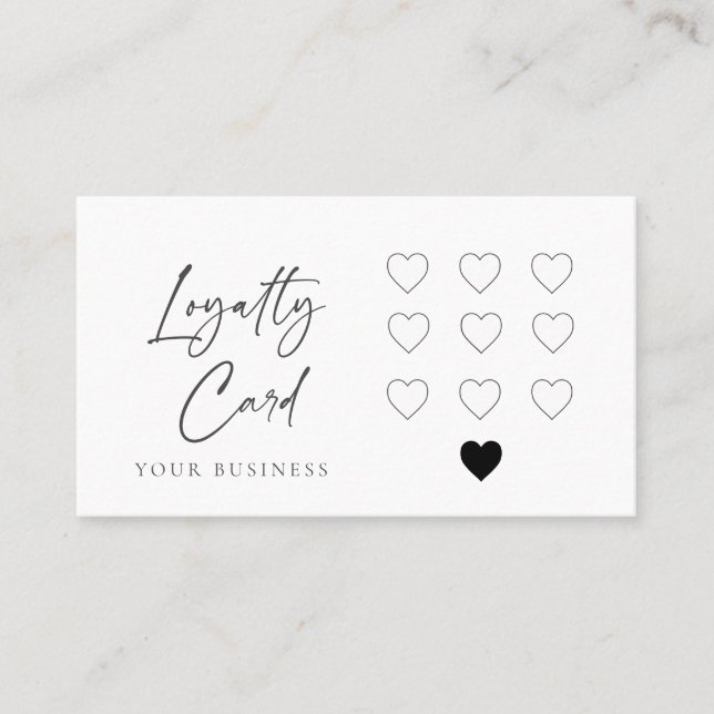 Modern business heart 10 item Loyalty card (Front)