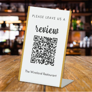 Modern Business Leave Review Custom QR Code Pedestal Sign