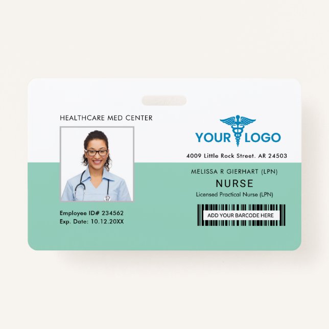 Modern Business Logo and Nurse Photo ID Badge (Front)