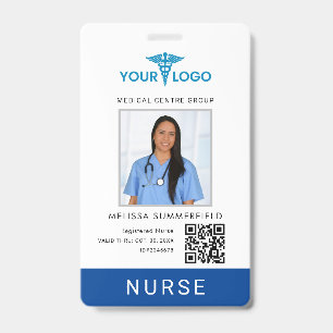Modern Business Logo and QR Code Nurse Photo ID Badge