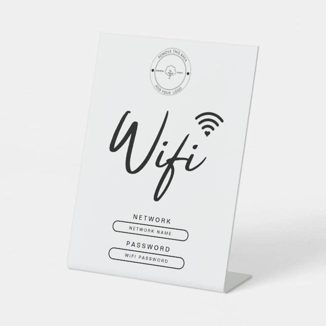 Modern Business Logo Black and White Wifi Details  Pedestal Sign (Front)