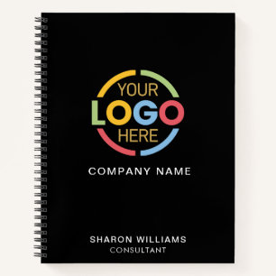 Modern Business Logo Black Monogram Initial Notebook