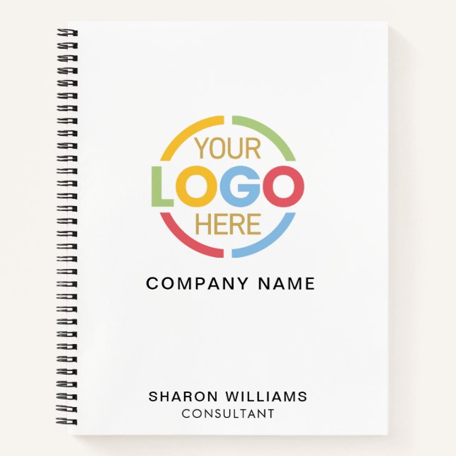 Modern Business Logo Black White Monogram Initial Notebook (Front)