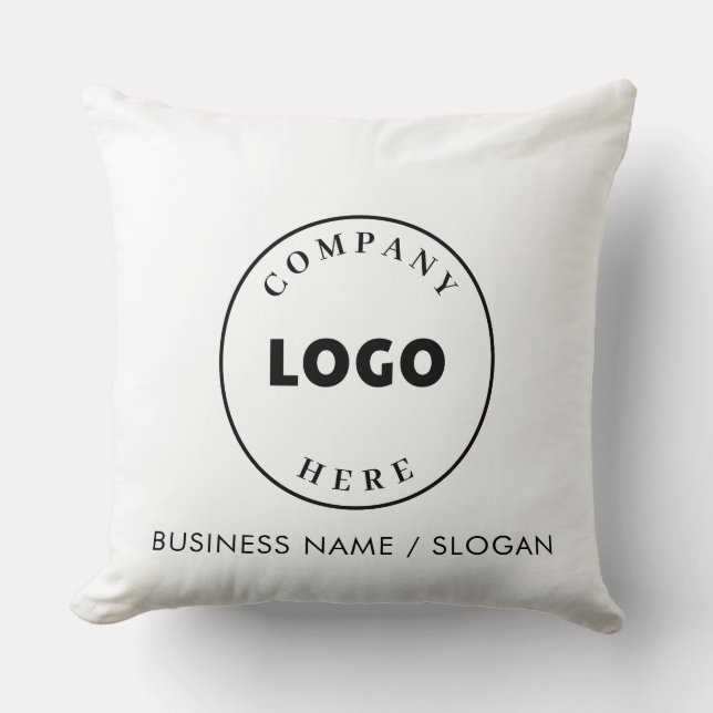 Modern Business Logo Branded Custom Throw Pillow (Front)