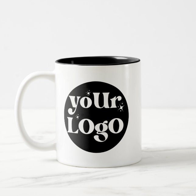Modern Business Logo Branded Two-Tone Coffee Mug (Left)
